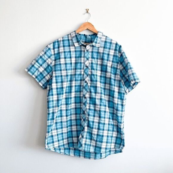 O'Neill Mens Shirt Casual Collared Short Sleeve Standard Fit Plaid Blue XXL - Picture 1 of 7